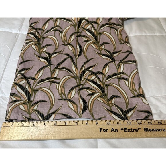 Tahari 100% Linen Wide Leg Cropped Pants XL Floral Pull On High Waist Purple - Picture 9 of 9